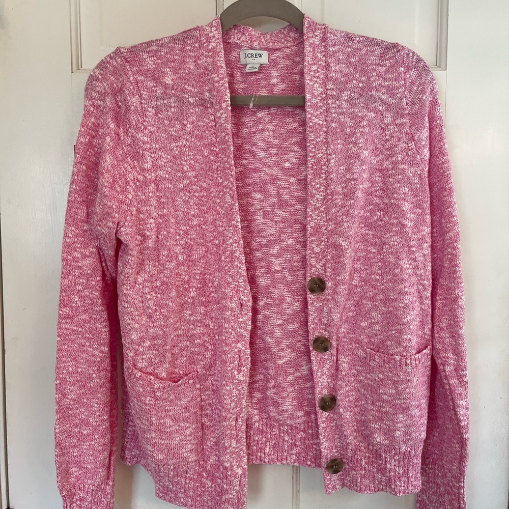 J. Crew Pink Cardigan Sweater V-Neck Knit